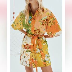 ALEMAIS Hotel Lamu Spliced Linen Tie-Belt Mini Dress